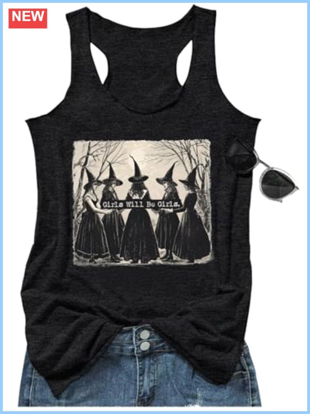 Women's Racerback Tank Top Cotton Blend Sleeveless Boho Graphic Casual